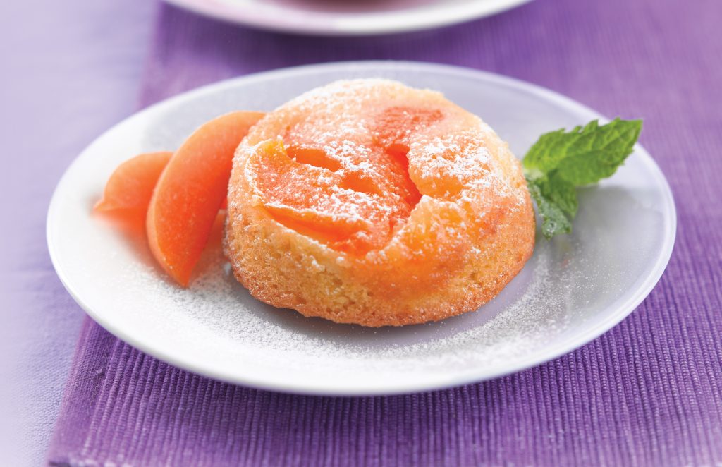 Apricot and almond upside-down puds