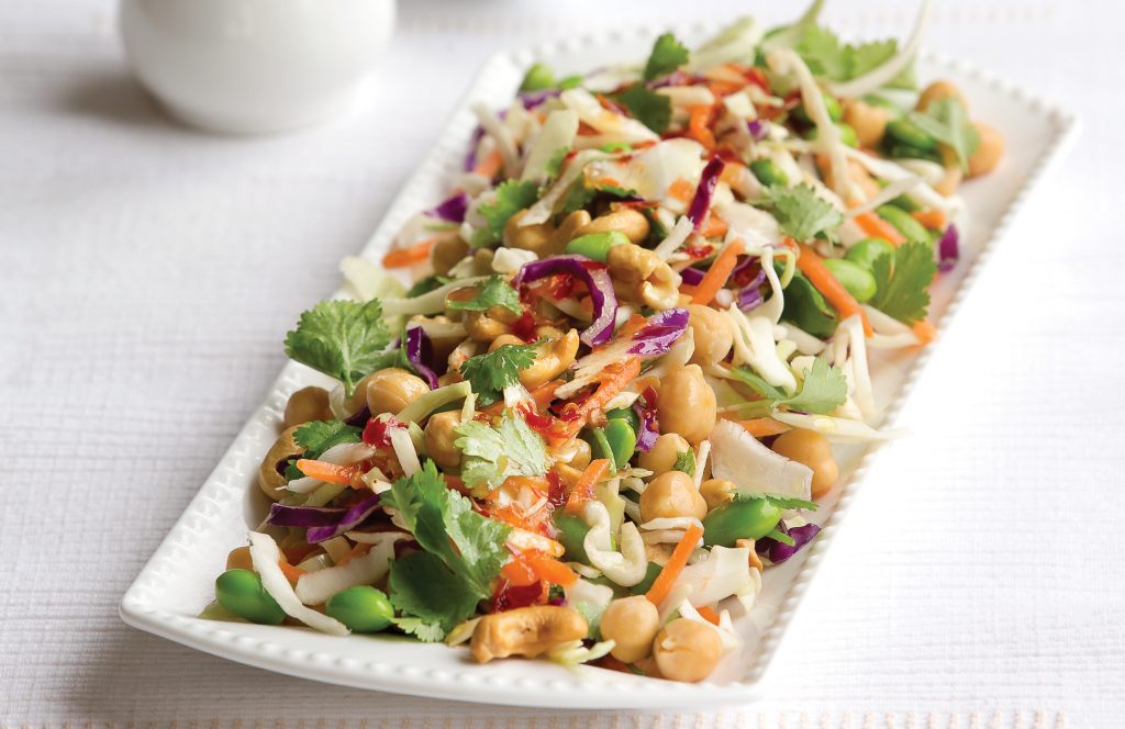 Asian slaw with chickpeas and edamame beans