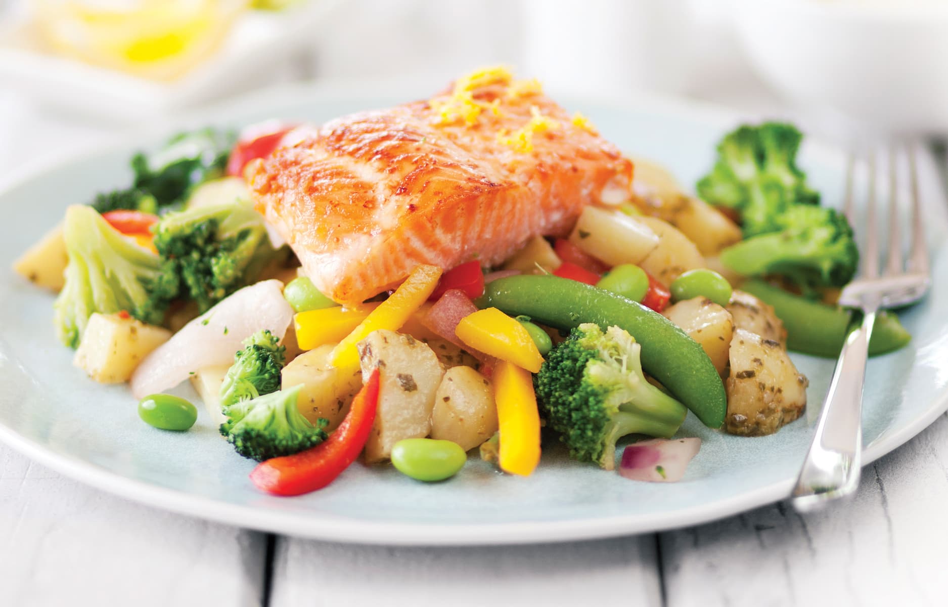 Baked salmon with roasted veges - Healthy Food Guide