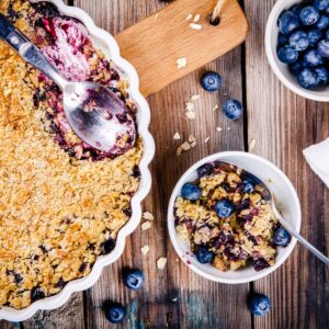 Blueberry and apple crumble