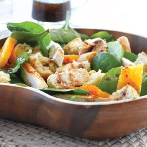 Chargrilled chicken, orange and spinach salad