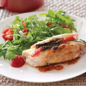 Chicken stuffed with mozzarella, basil and tomatoes