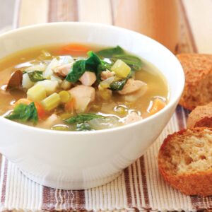 Chicken, vegetable and spinach broth