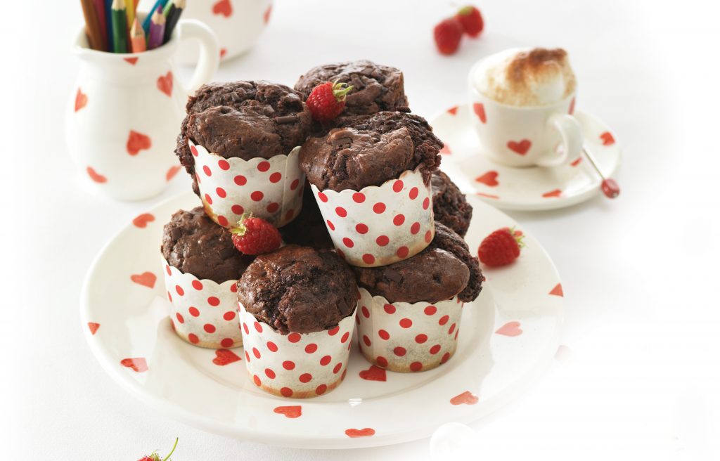 Chocolate raspberry muffins