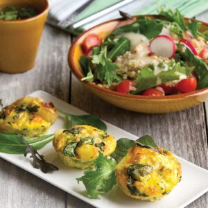 Courgette and sage frittatas with quinoa radish salad