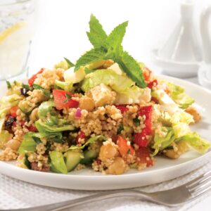 Couscous and chickpea salad with orange-balsamic dressing