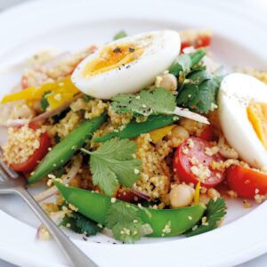 Couscous, vegetable and egg salad