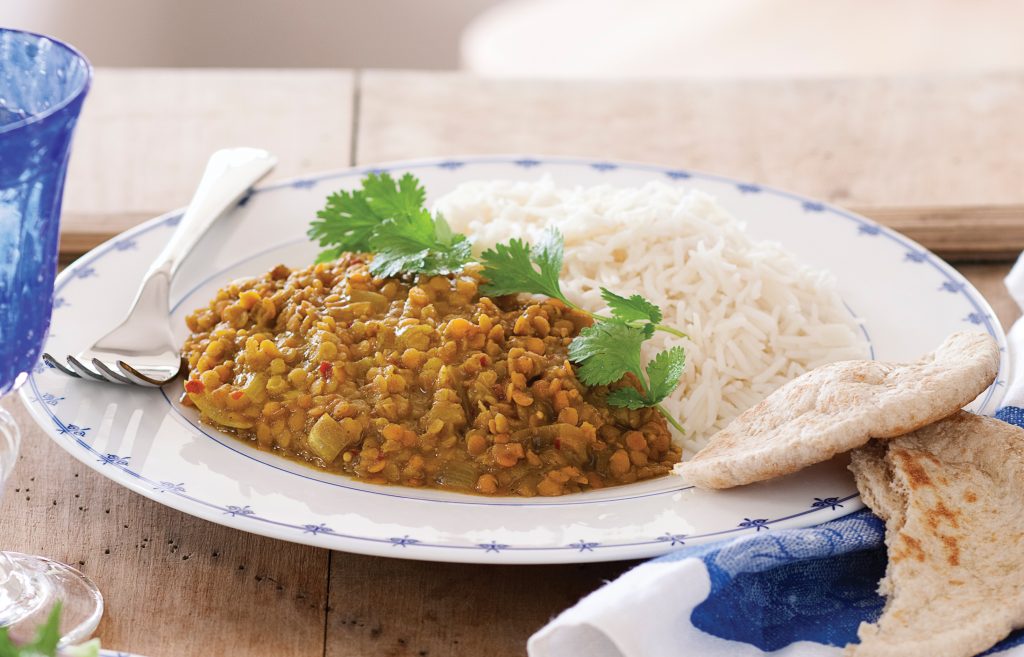 Curried red lentil dhal