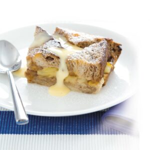 Fruit bread and butter pudding
