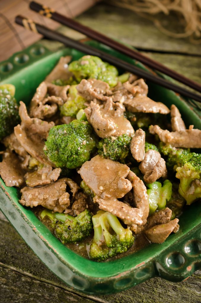 Ginger beef with broccoli