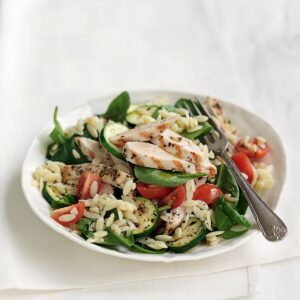 Greek-style chicken with risoni salad