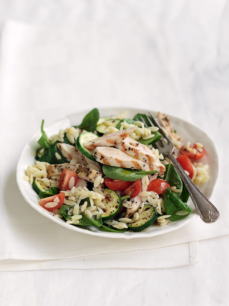 Greek-style chicken with risoni salad
