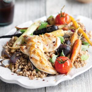 Griddled chicken with pearl barley salad