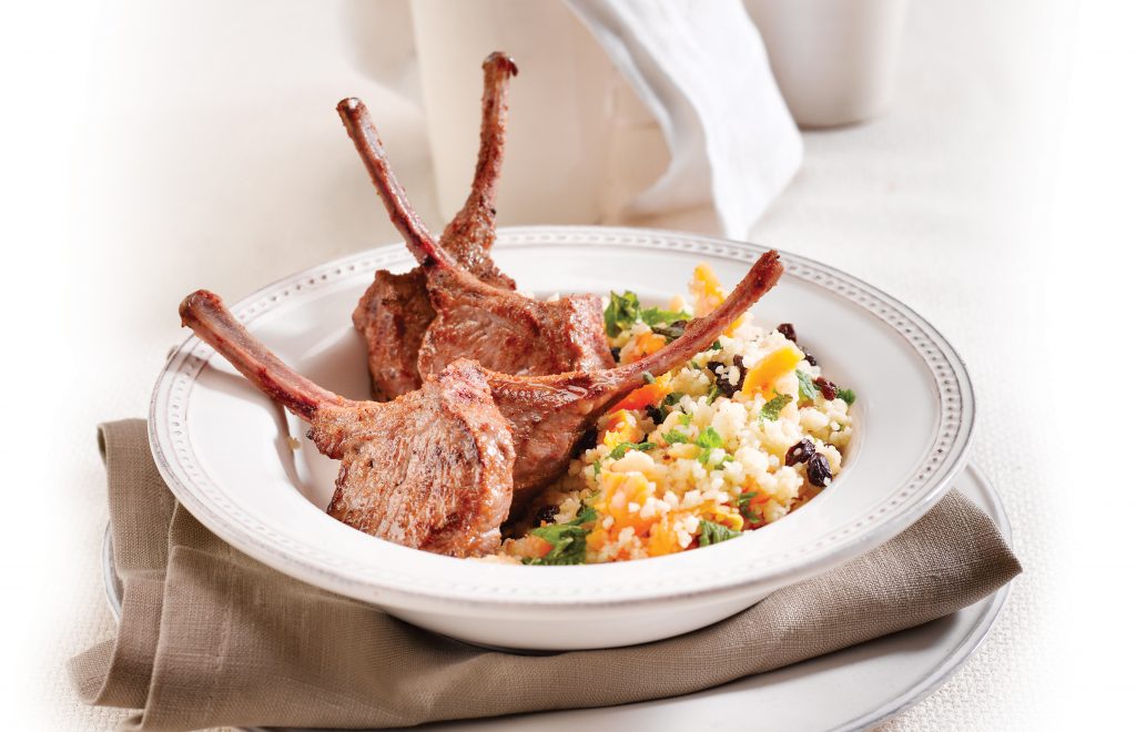 Lamb cutlets with fruited couscous