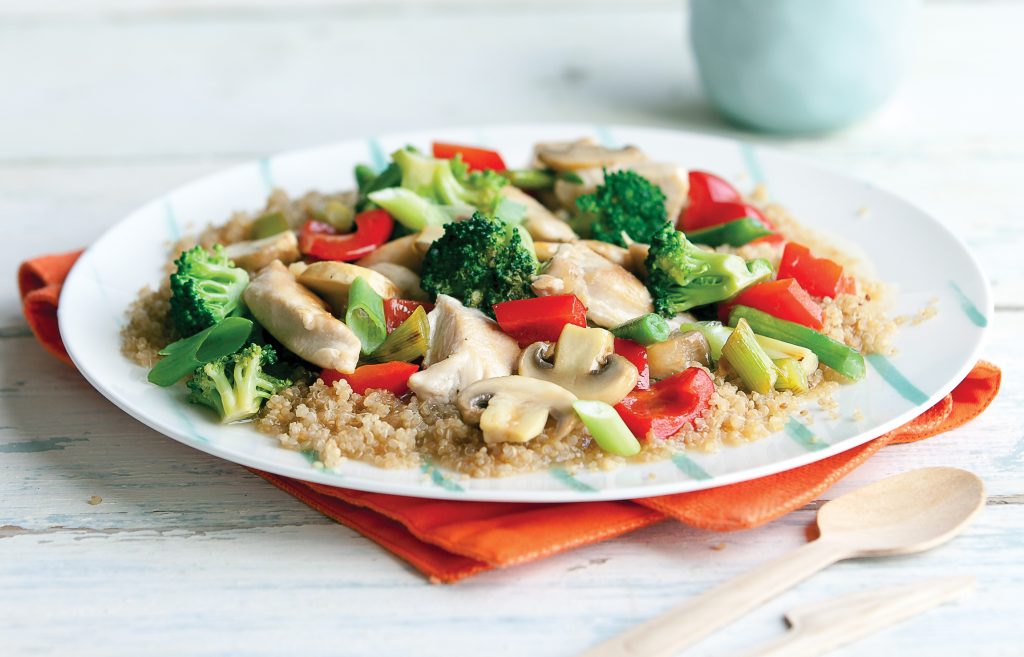 Lemon chicken with veges and quinoa