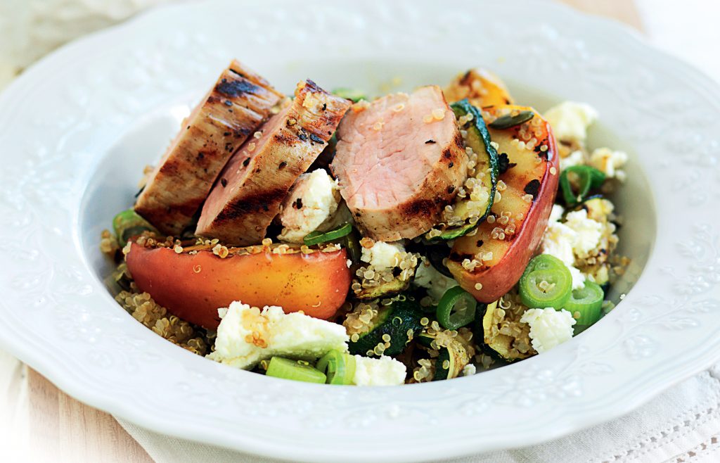Pork and grilled apple quinoa