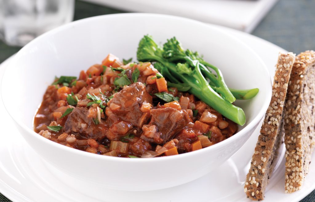 Red wine beef and pearl barley casserole