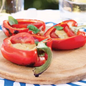 Roasted capsicums with mozzarella and tomatoes