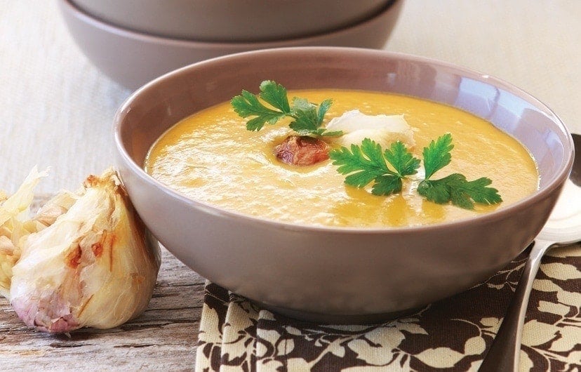 Sweet potato soup with garlic