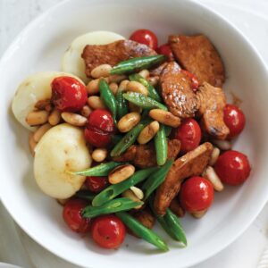 Rosemary chicken with warm bean salad