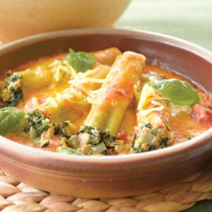 Salmon and spinach cannelloni