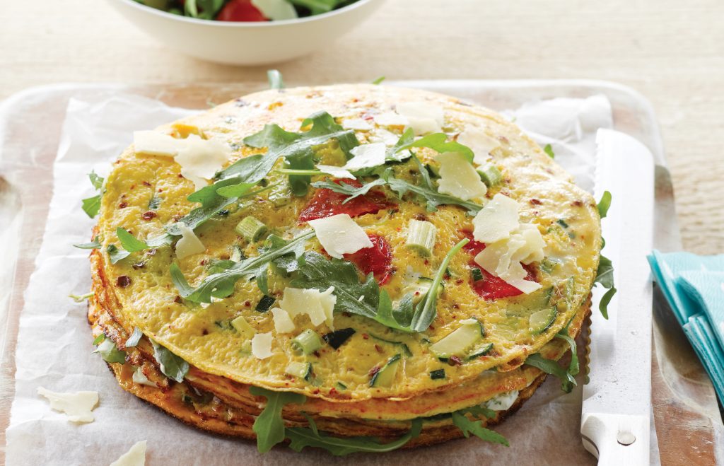 Savoury omelette layer cake