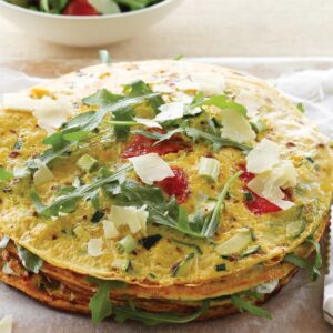 Savoury omelette layer cake