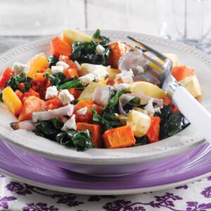 Silver beet and roasted vegetable salad