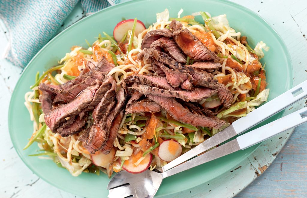 Soy and ginger beef with noodle salad