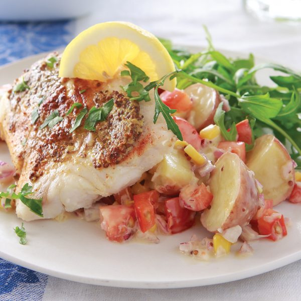 Pan-fried fish with warm potato salad - Healthy Food Guide