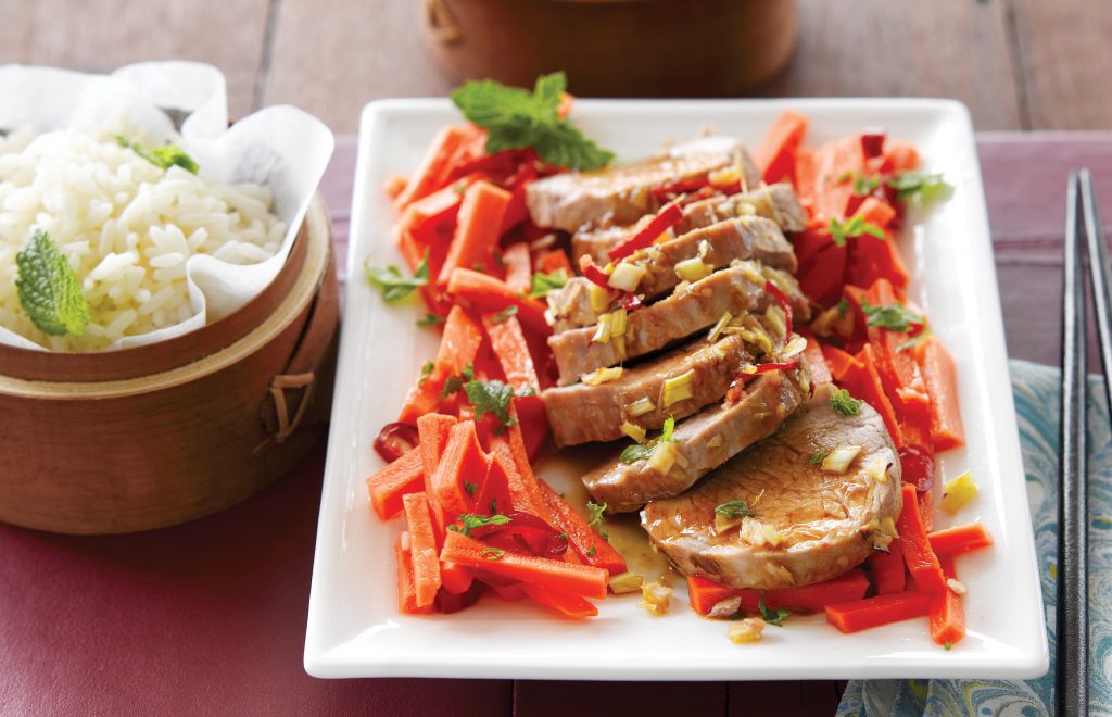 Thai pork with pickled carrots