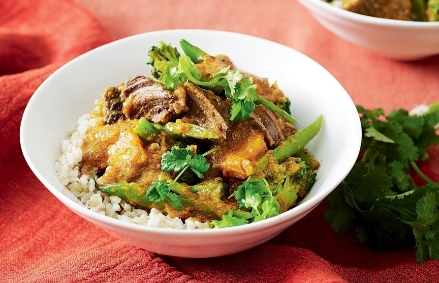 Thai red curry with beef and pumpkin