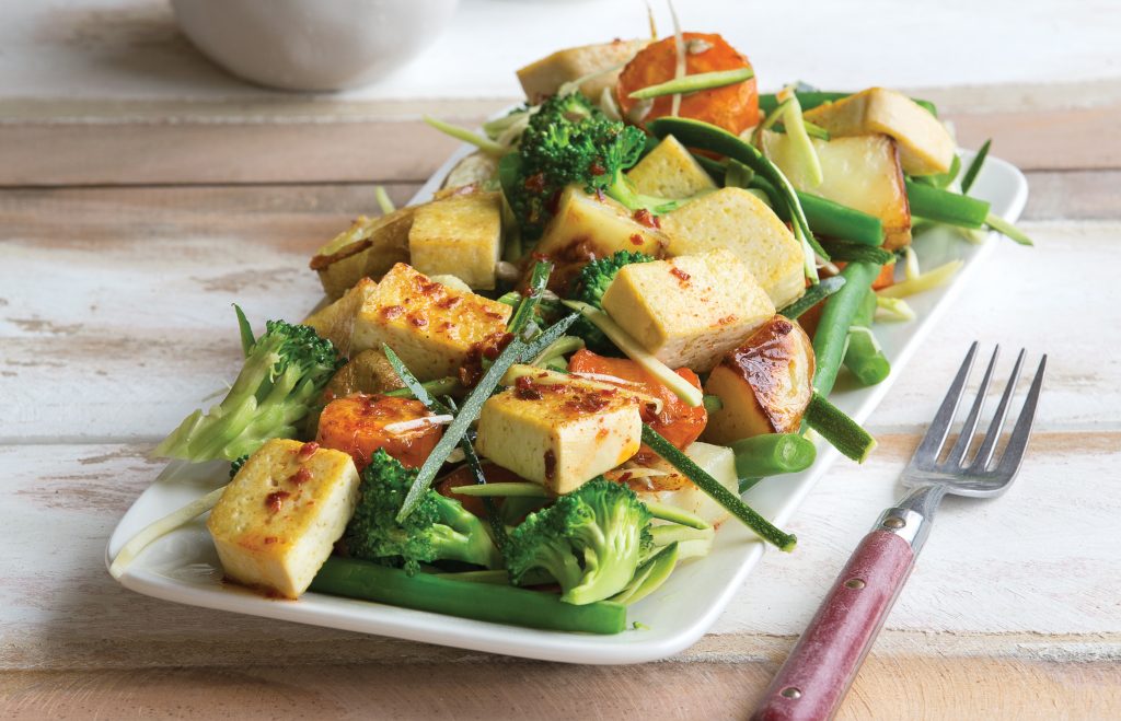 Tofu and roasted vege salad