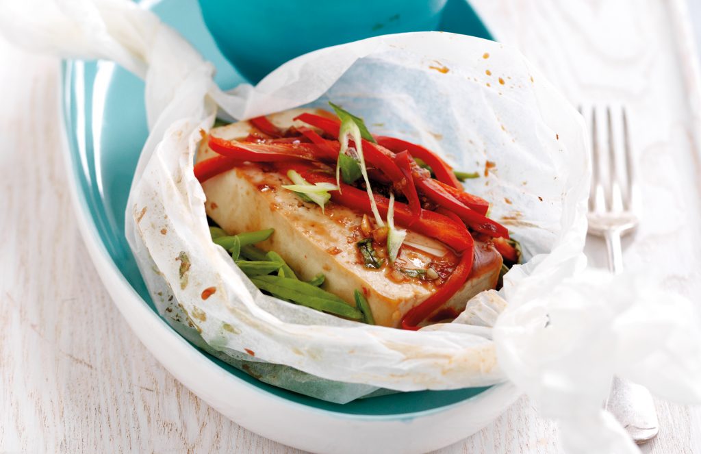 Tofu and vegetable parcels