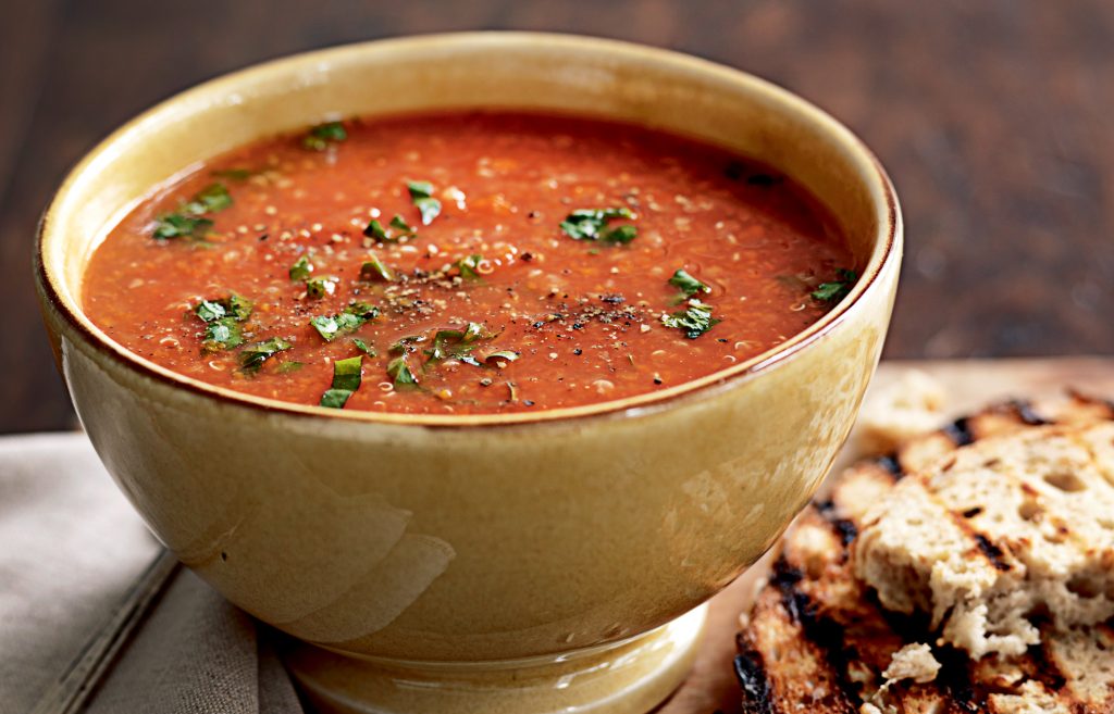 Tomato-quinoa soup with herbs