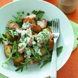 Warm salmon and potato salad