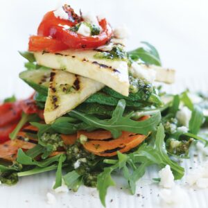 Grilled vege and tofu stack