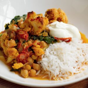 Baked cauliflower and chickpea curry