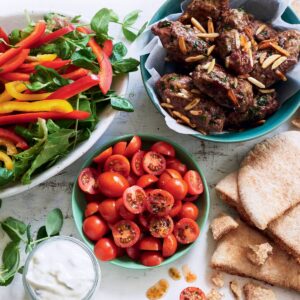 Beef kofta with Mediterranean salad