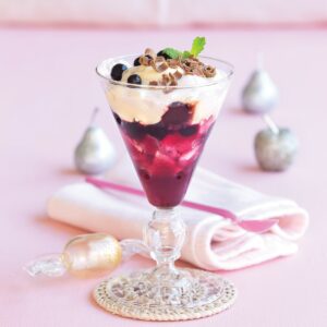 Blackcurrant and cherry meringue trifles