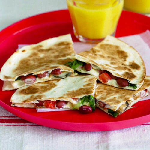 Cheese and spinach quesadillas