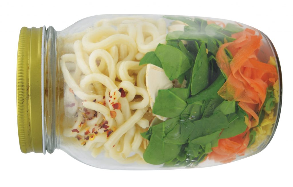 Chicken miso noodles in a jar