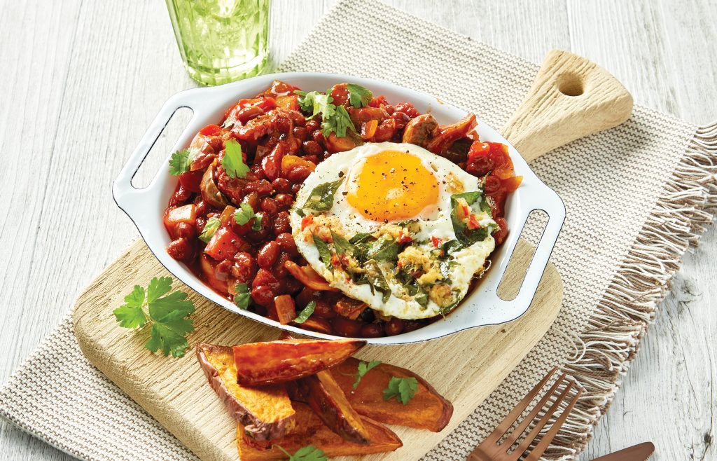 Chilli beans with spicy eggs