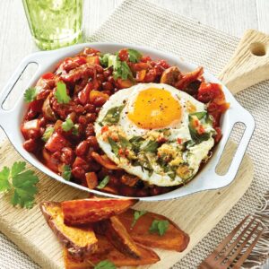 Chilli beans with spicy eggs