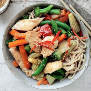 Chilli chicken stir-fry with noodles