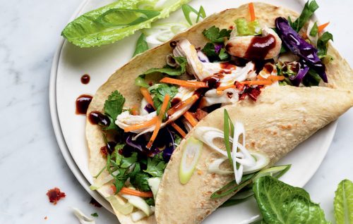 Chinese-style pancakes with hoisin chicken