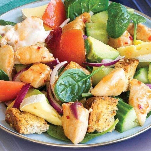 Chunky chilli chicken and brie salad