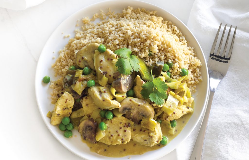 Creamy mustard and leek chicken with wholemeal couscous