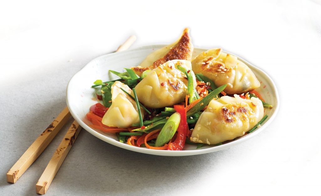Freezer-friendly vegetarian potsticker dumplings
