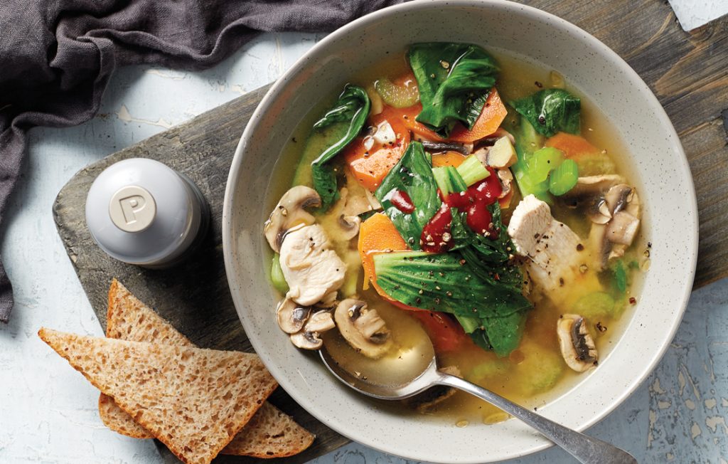 Hearty miso ginger chicken soup